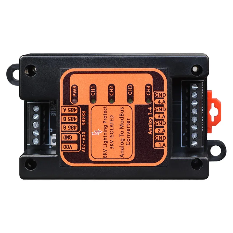 Mini convertitore industriale Modbus RTU da 4 canali 4-20 mA da analogico a RS485