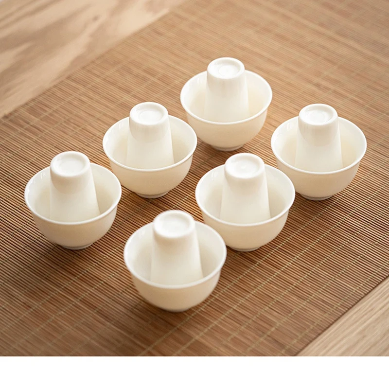 -طقم فناجين شاي بورسلين أبيض أنيق من ESTR - فنجان شاي من اليشم الدهون للأغنام، أكواب تذوق الشاي الصينية للتجربة العطرية