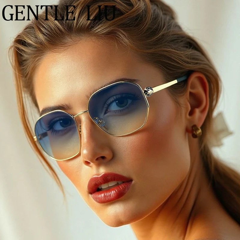 خمر النظارات الشمسية مربع غير النظامية النساء 2025 العلامة التجارية الفاخرة الشرير مضلع إطار معدني نظارات شمسية للسيدات نظارات UV400 ظلال
