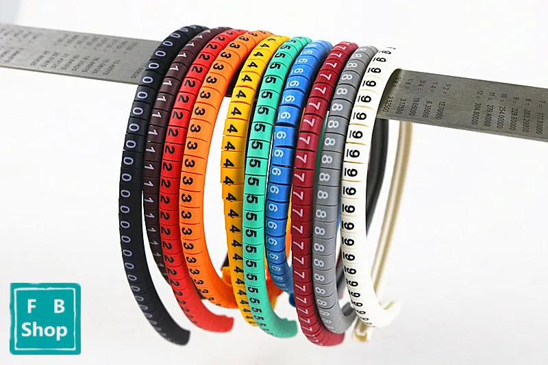 500PCS EC-0,EC-1,EC-2, EC-3 Size 6 sqmm Colored Cable Wire Marker 0 to 9 For Cable image 2
