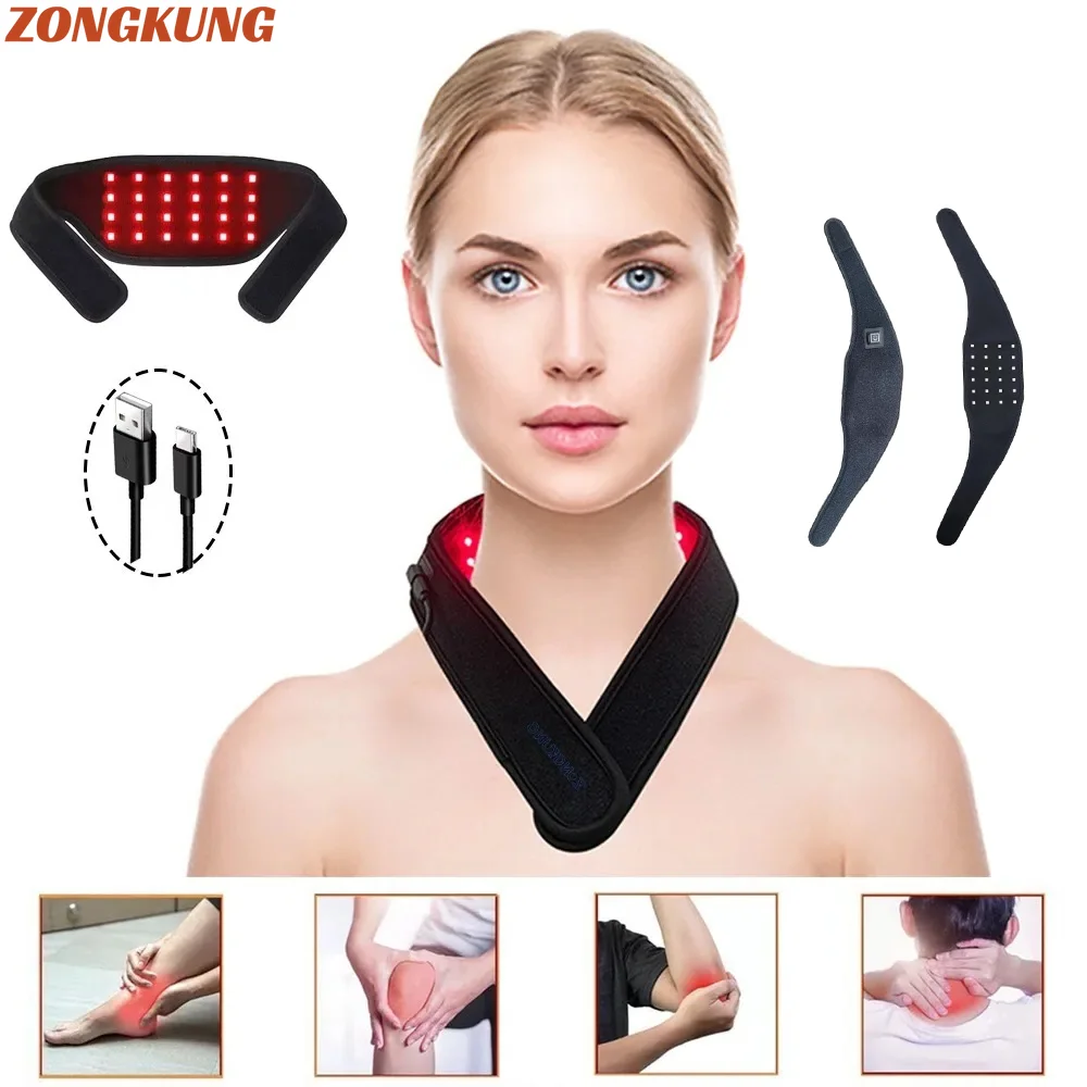 

24PCS LED Red Light Belt for Neck,Wrist,Arms,Chin,Waist Relief Fatigue Wearable Wrap Relax Muscle Device USB Plug-in 660&850nm