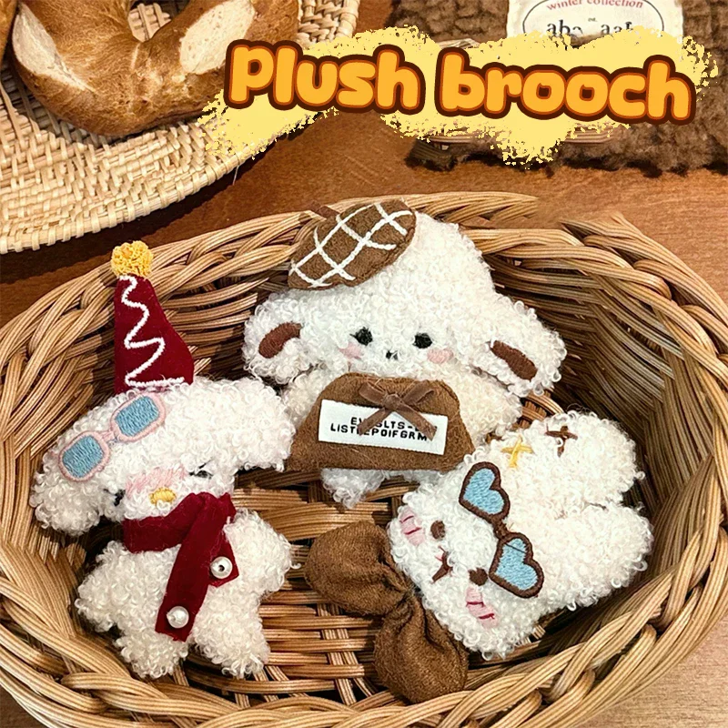 Porte-clés en peluche rétro mignon, lapin/chien de dessin animé, poupée en peluche douce, pendentif de voiture, sac à dos, décor de sac, cadeau pour enfant