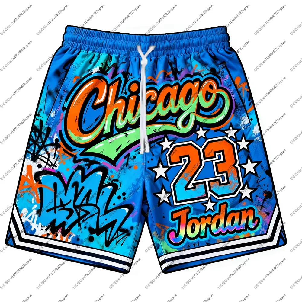 

Men's Jordan 23 Chicago Print Mesh Shorts Quick Dry Breathable Gym Casual Basketball Running Sports Shorts