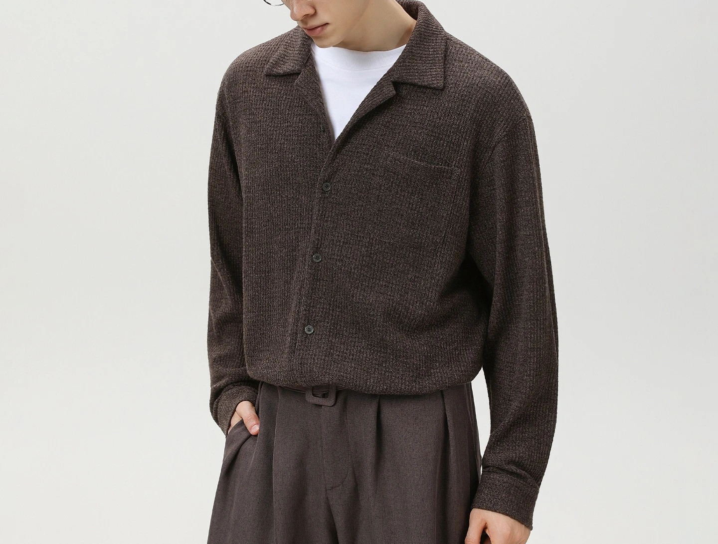 

Spring and Summer Old Money Style Cuban Collar Long-sleeved Shirt Exquisite Texture Loose Shirt Drape Coat