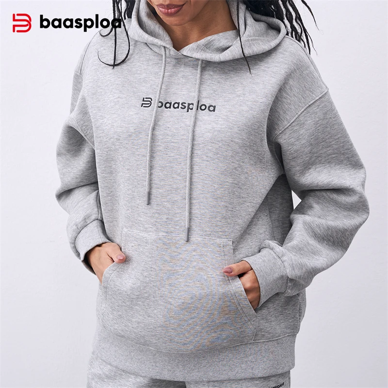 2024 Baasploa Women Sport Hoodies Comfort Soft Loose Casual Clothing for Women Training Solid Sportswear New Arrival Clothing