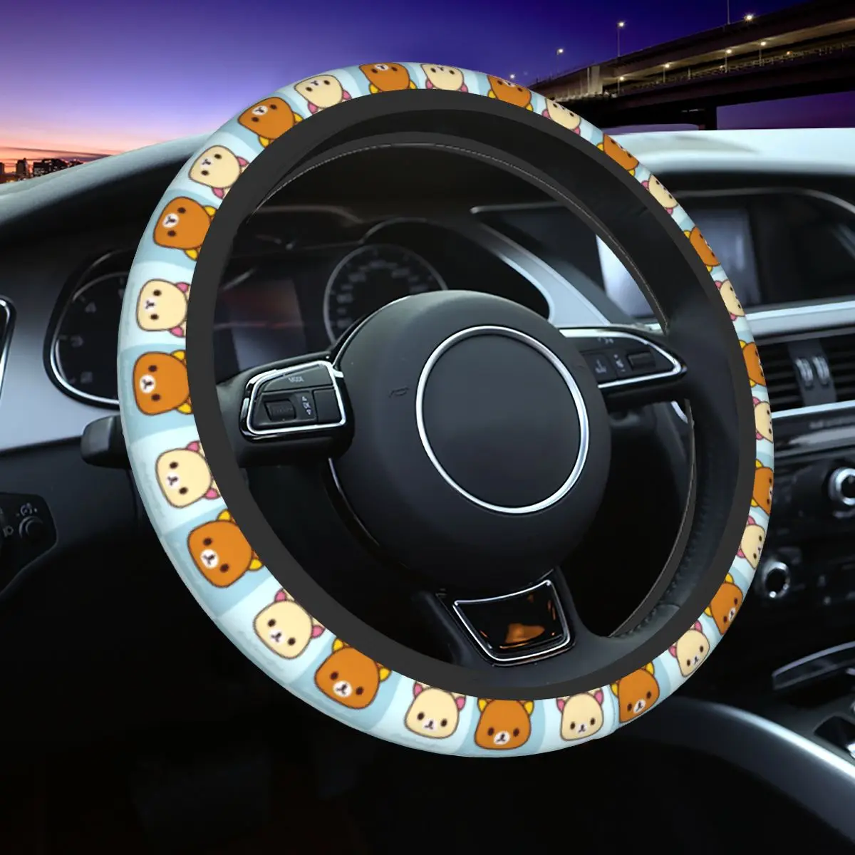 Rilakkuma Car Steering Wheel Cover Korilakkuma Steering Wheel Protective Cover Fashion Car-styling Car Accessories