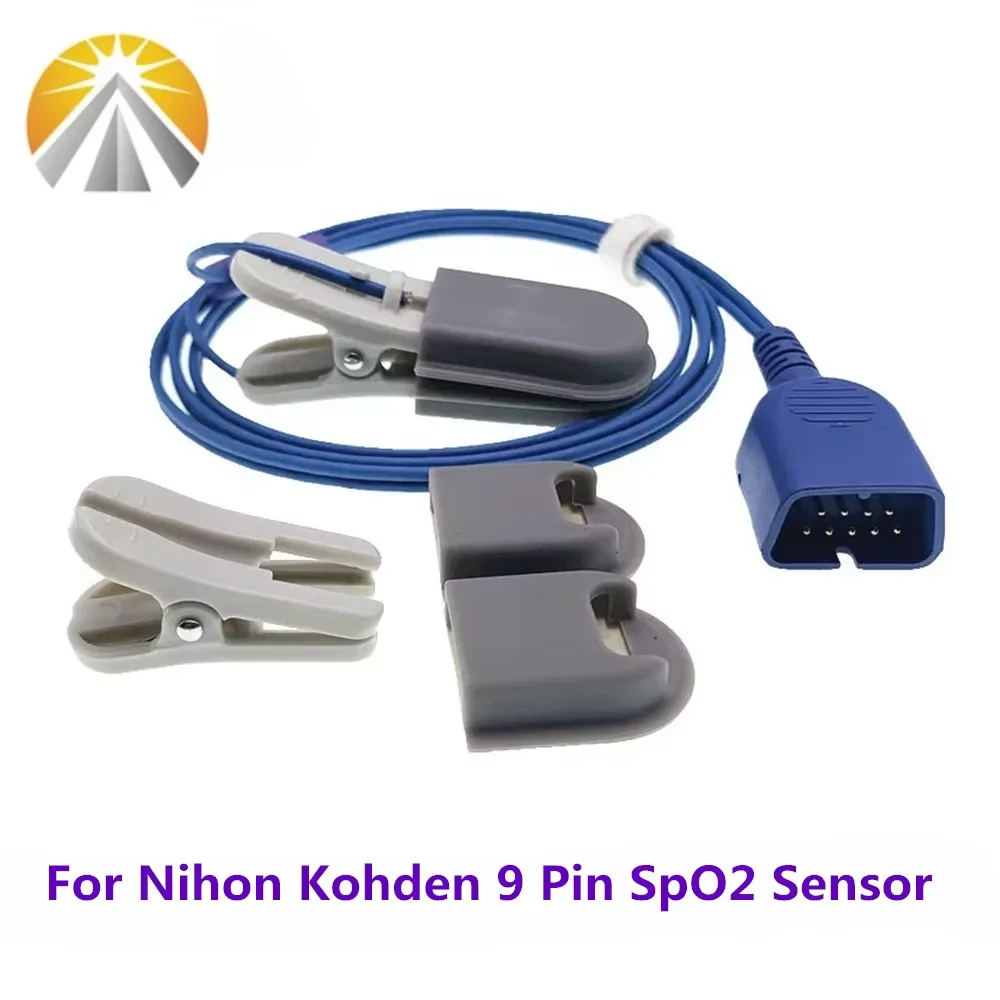 9 Pin For Nihon Kohden 0.9M Reusable Adult Finger Clip SpO2 Sensor Lifescope BSM2350 BSM4100 BSM9501 TL-201T SAO2 Probe