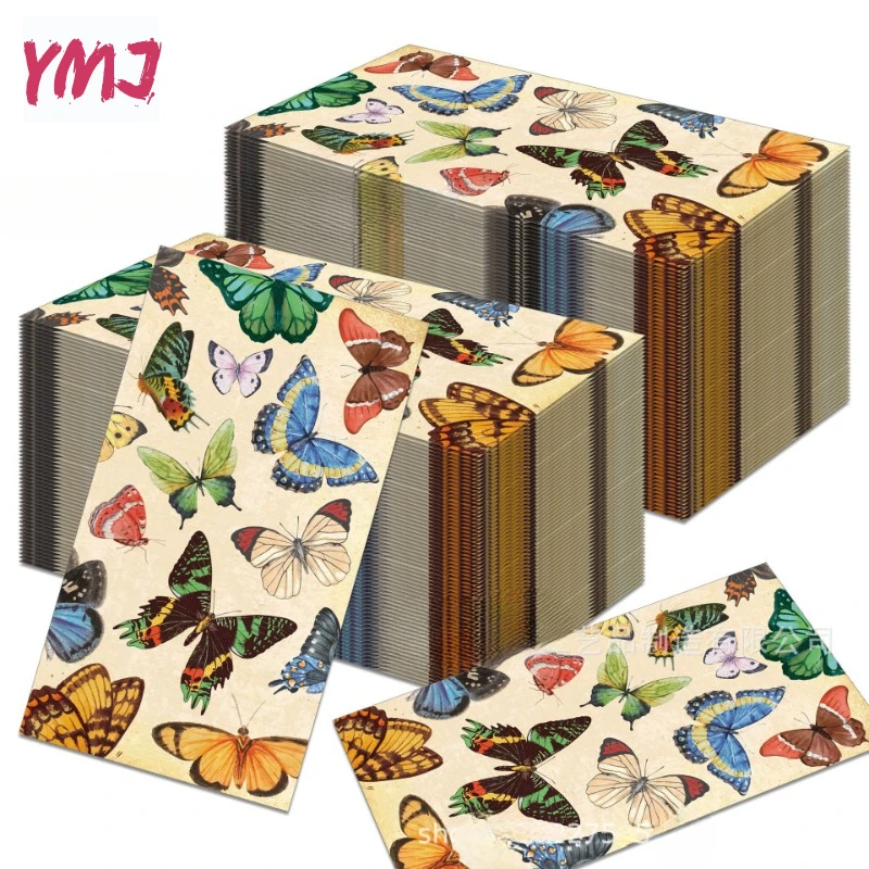 Colorful Butterfly Colorful Printed Napkin Disposable Hotel Cafe Decoration Pure Wood Pulp Paper Napkin 2-Ply 20pcs/Pac 33*40cm