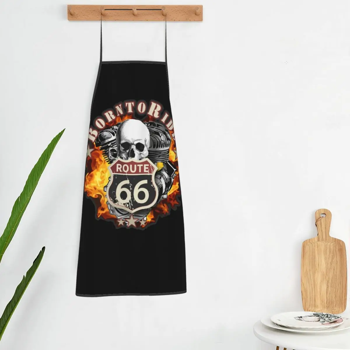 Custom Born To Ride Funny Apron Route 66 for Chopper Riders Adult Kitchen Chef Bib Tablier Cuisine Cooking Baking Gardening