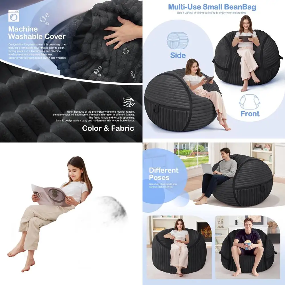 

Memory Foam Filled 3FT Bean Bag Chair for Adults with Soft Faux Fur Cover, Comfortable Sofa for Home, Office, and Gaming Rooms -