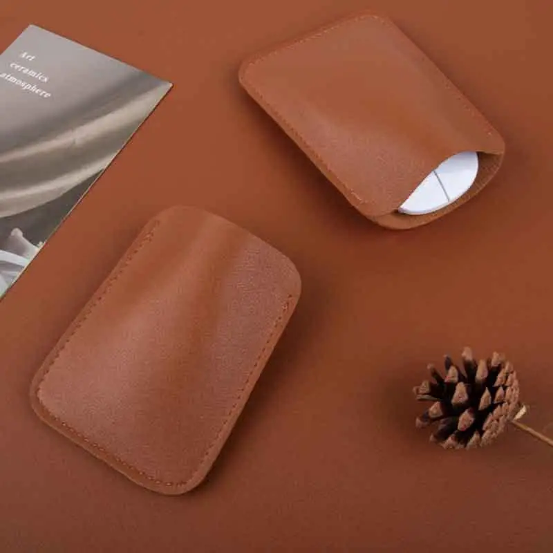 1Pc Wireless Mouse Storage Bag PU Leather Protective Sleeve Bag Anti-scratch Case Small Items Storage Pouch Women Need Bag