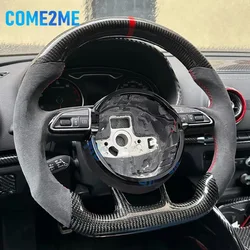 for Audi A3 carbon fiber steering wheel fusca A4 A5 A6 A7 Q3 Q5 Q7 flat bottom sports steering wheel