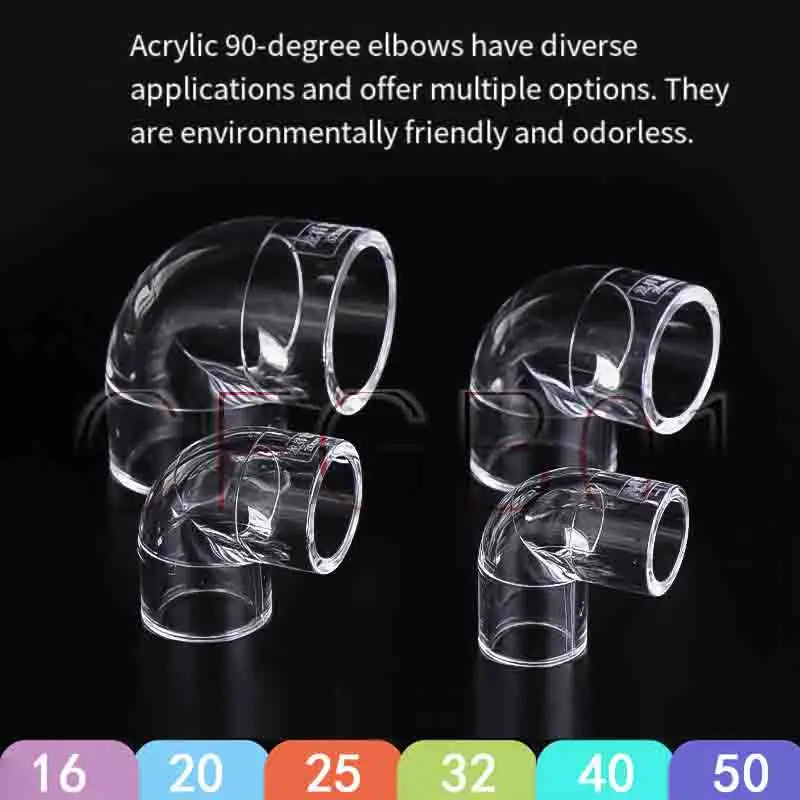 

Aquarium Fish Tank 90 Degree Transparent Elbow High-definition Clear Thickened Acrylic Pipe Fitting Connector