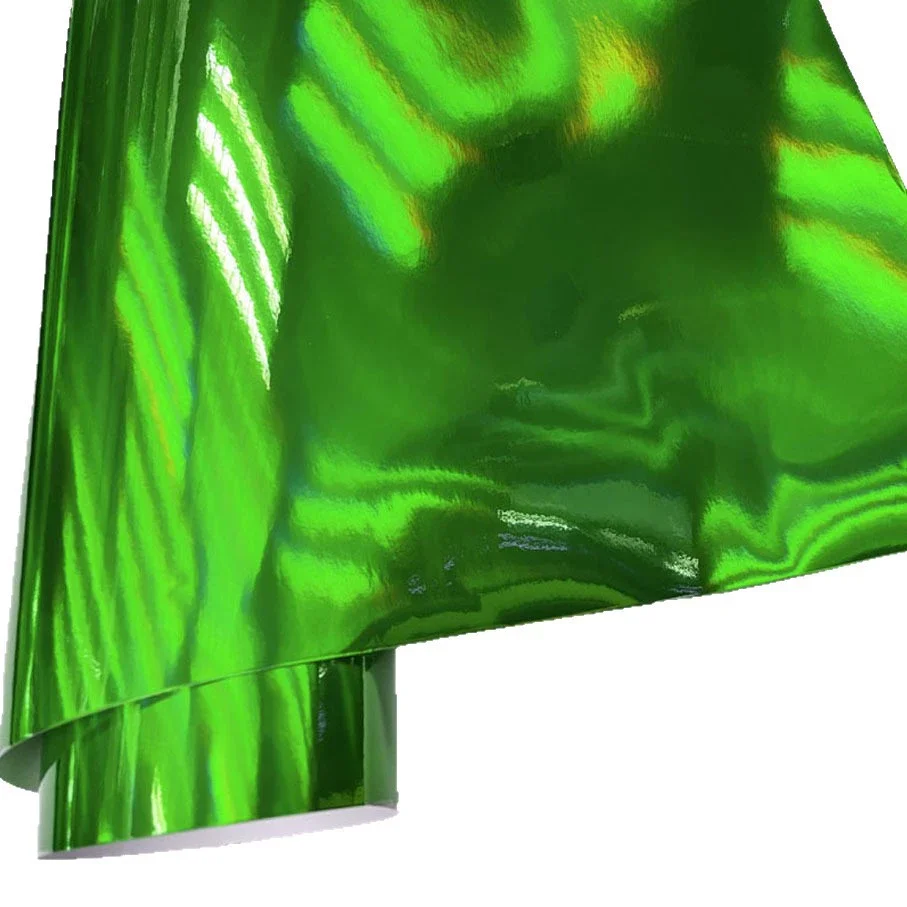 Glossy Rainbow Holographic Green Chrome Vinyl Wrap Film Roll Self Adhesive Decal Sticker Automotive Car Wrapping Foil