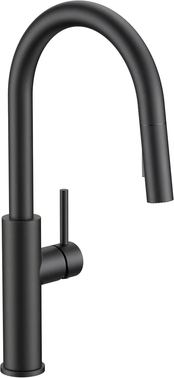 

Classic Matte Black Single Handle High Arc Stainless Steel Kitchen Sink Faucet with Pull Down Sprayer for RV, Bar, Farmhouse