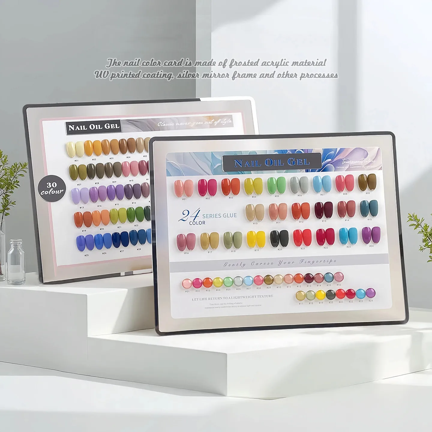 

24/30 Colors Nail Art Display Board Acrylic Nail Polish Display Stand with False Tips Nail Color Showing Shelf Nails Art Tools