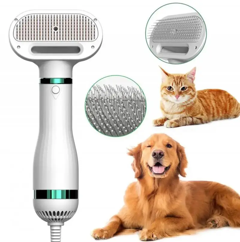 2 In 1 Pet Hair Dryer With Slicker Brush Grooming For Cat Dog Brush Professional Home Grooming Furry Drying Portable Dog Blower