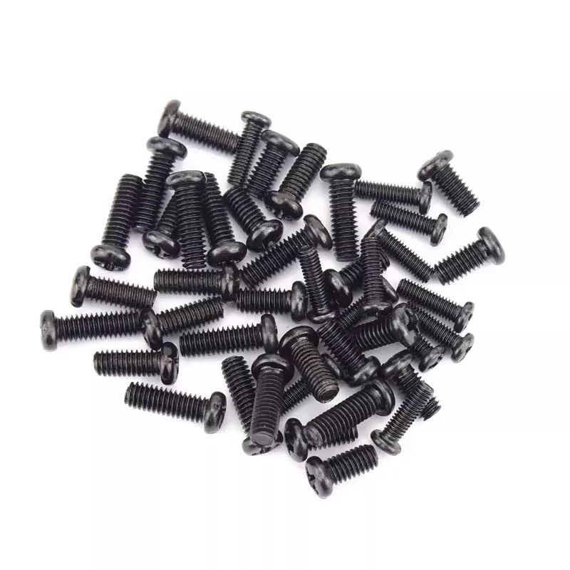 1Box Black Carbon Steel M2 M2.5 M3 M4 M5 PM Cross Recessed Phillips Truss Head Large Flat Round Head Screw Bolt Nut Assorted Kit