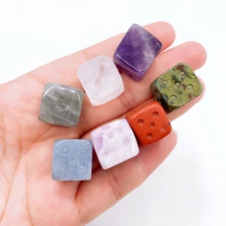 15MM Natural Amethyst D6 Dice Toy Number Game Crystal Quartz Stone Sieve Party Magic Props Board Novelty Home Decor Gift
