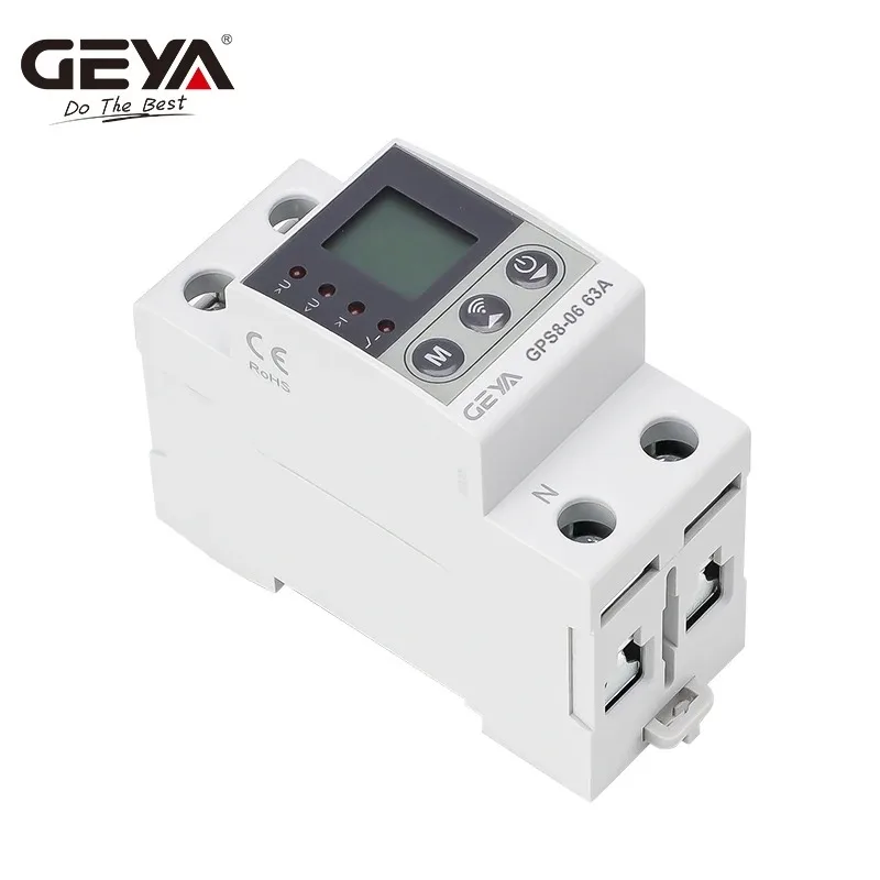 GEYA Over Voltage Under Voltage Protective Device Wifi KWH Measuring Monitoring Switch 220V Dual Display Current Power Protector