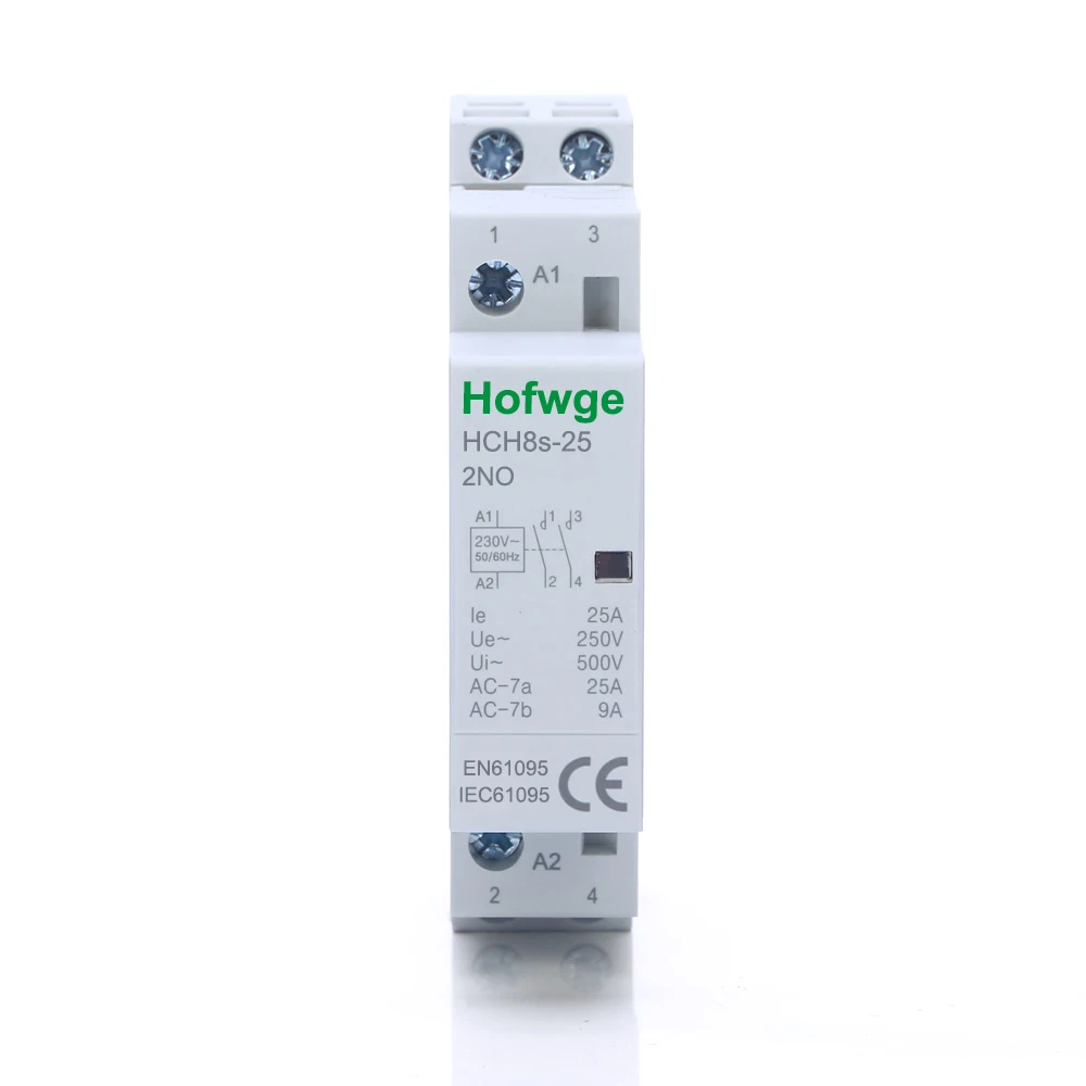 контактор HCH8s-25 Modular AC Contactor 25A 2P 2NO 2NC 1NO1NC 50Hz DC24V AC110V 220V Automatic Household Contactor Din Rail Type