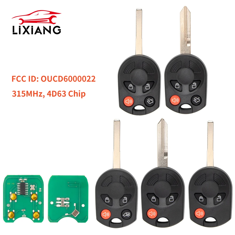 

LIXIANG Car Key Case For Ford OUCD6000022 315MHz Escape Focus C-Max Transit Connect HU101 Blade 164-R8007 80BIT ID63