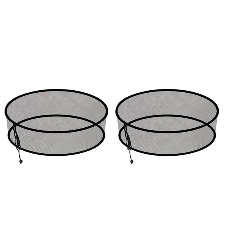 ABUI-2PCS Mesh Cover For Rain Barrel, Round Water Barrel Screen Outdoor Water Collection Buckets Net Rain Barrel Top Lid
