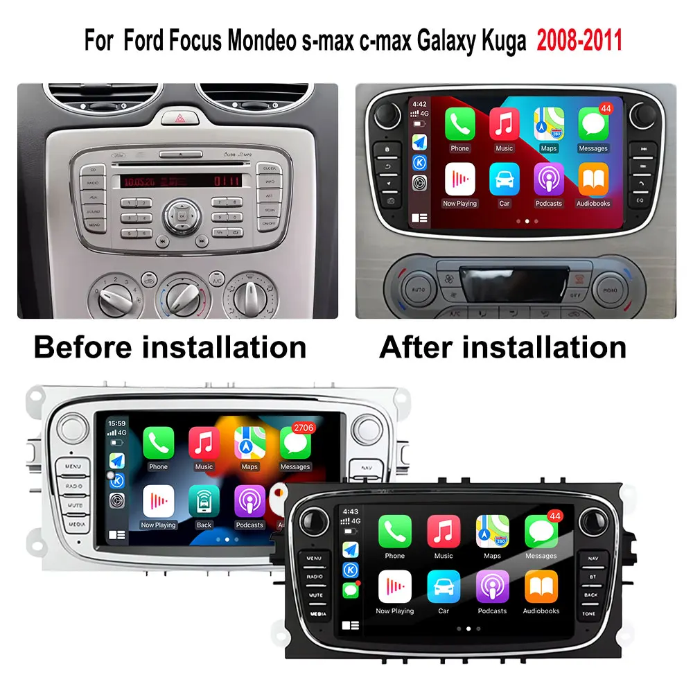 For Ford Focus Mondeo s-max c-max Galaxy Kuga 2008-2011Car Multimedia Player GPS Navigation Screen Wireless Carplay Radio Stereo