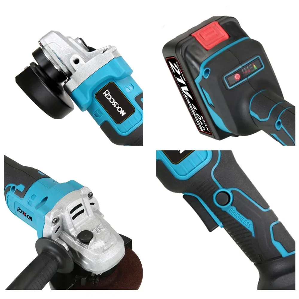 100/125mm Brushless Cordless Impact Angle Grinder Polisher Machine Woodworking Power Tool Cutting Machine for Makita 18V Battery