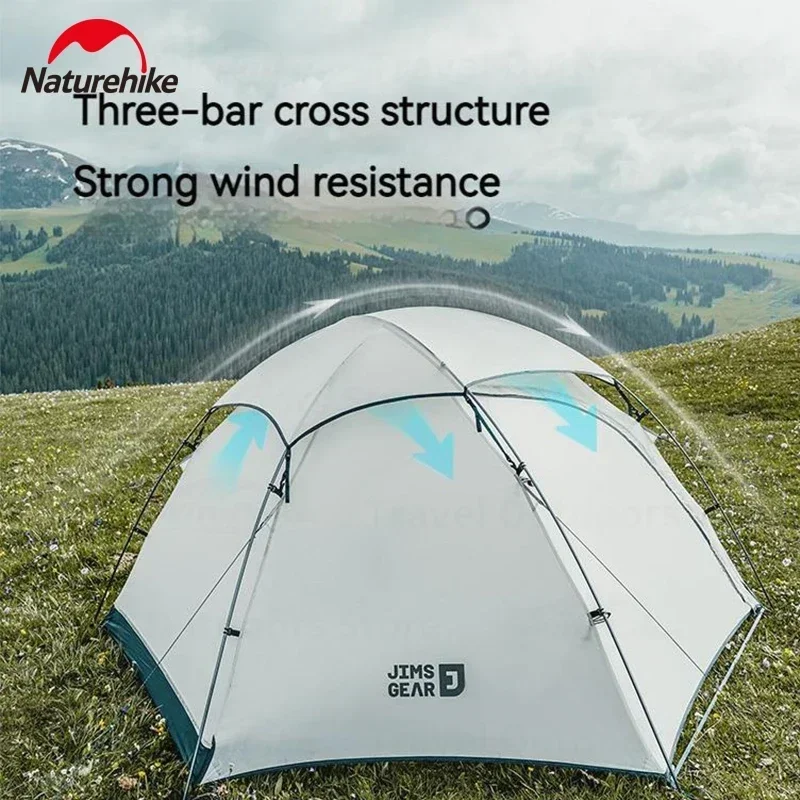 Naturehike JIM'S GEAR Camping Tent Ultralight Portable Windproof Rainproof 15D Nylon Outdoor Hiking 4 Seasons Tents 1-2 People