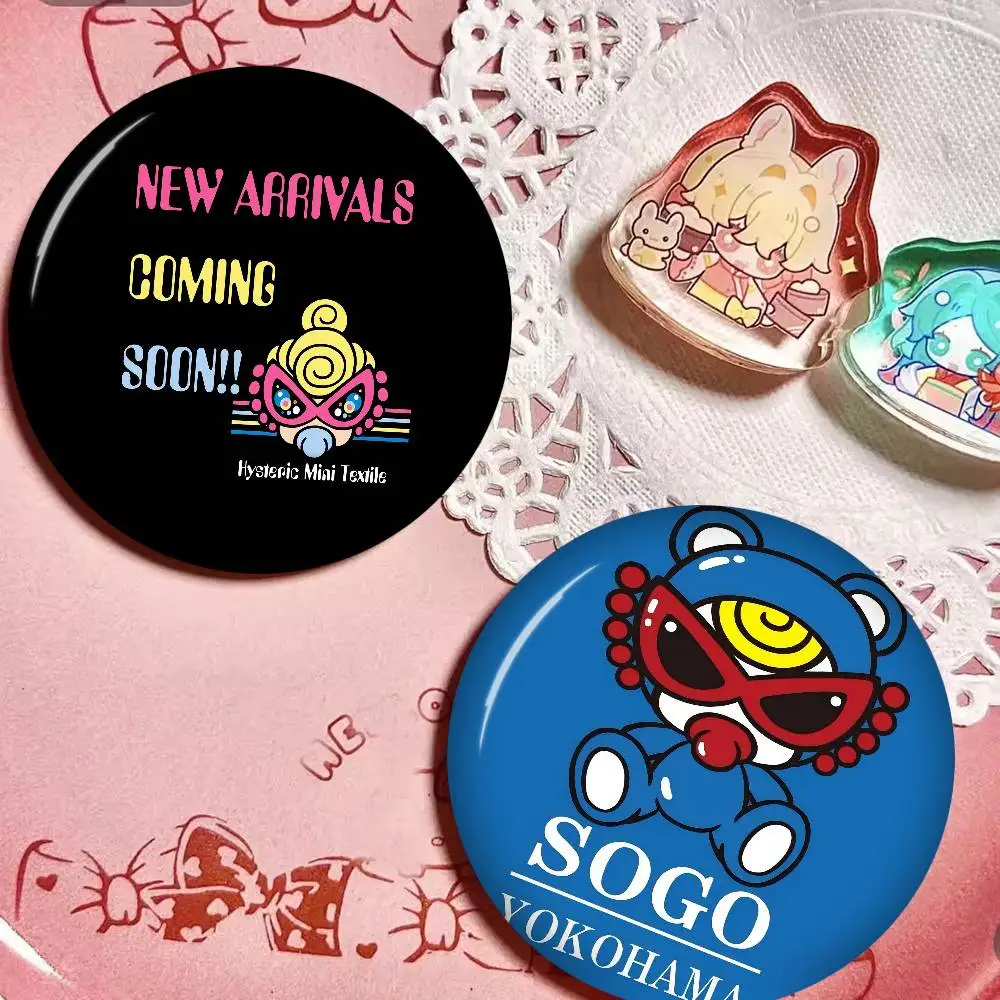 H-Hysteric M-Mini Cute Girl Creative Tinplate Soft Button Pins Animal Icon Brooch Lapel Backpack Badge Accessories Pin
