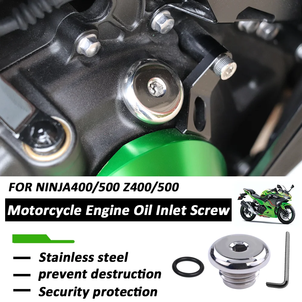 

TWO ROUND KNIGHT Motorcycle Engine Oil Cap Bolt Screw Filler Cover Stainless steel For Kawasaki NINJA400 ninja500 Z400 z500