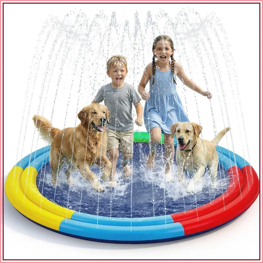 

78" Splash Pad with Dual Sprayers, 360° Sprinkler Mat for Family & Pets, Non-Slip Outdoor Water Toy for Backyard Summer Fun