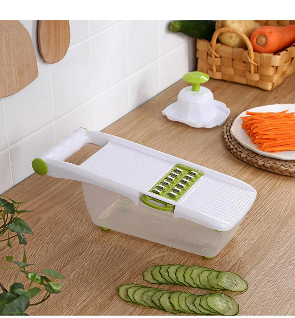 Kitchen Manual Vegetable Cutter Slicer 8 One Stainless Steel Interchangeable Blades Peeler Carrot Grater Dicer Mandoline Potato