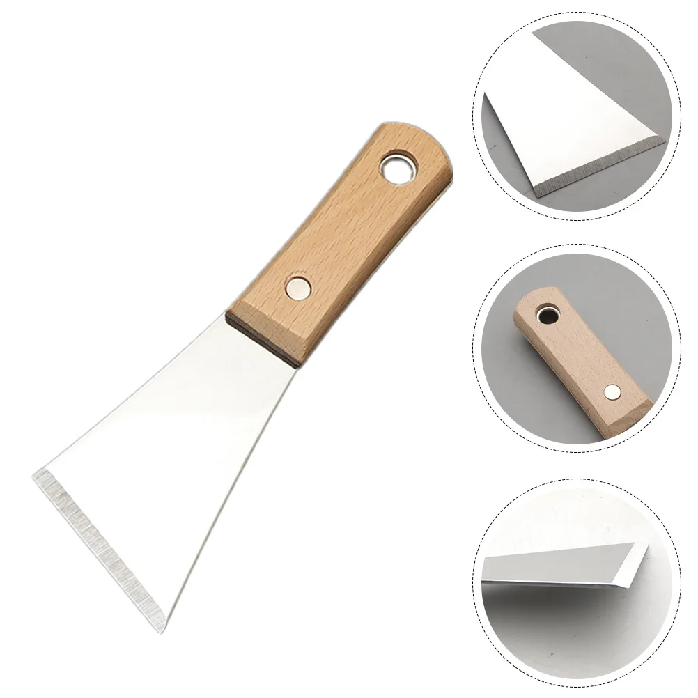 1 قطعة الفولاذ المقاوم للصدأ المعجون القاطع مقبض خشبي الثقيلة مصقول مكشطة للمنزل الديكور دريوال التشطيب أدوات #1