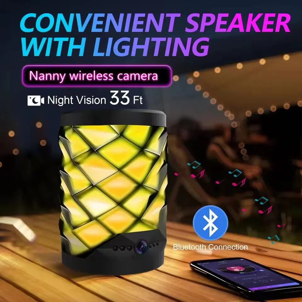 HD Mini Wifi Camera Bluetooth Speaker Home Security Surveillance Two-way Remote Intercom Night Vision Cam Colorful Baby Monitor