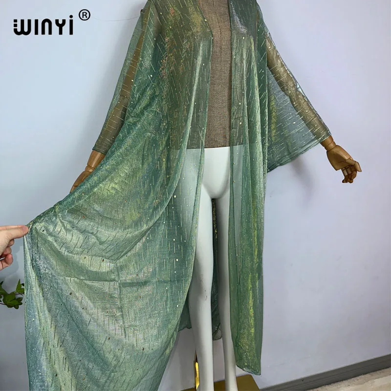 WINYI swimwear Sexy perspective gradient two-color beach coat Loose Dress Party vestido Maxi Holiday Swimming Cover ups Kimono