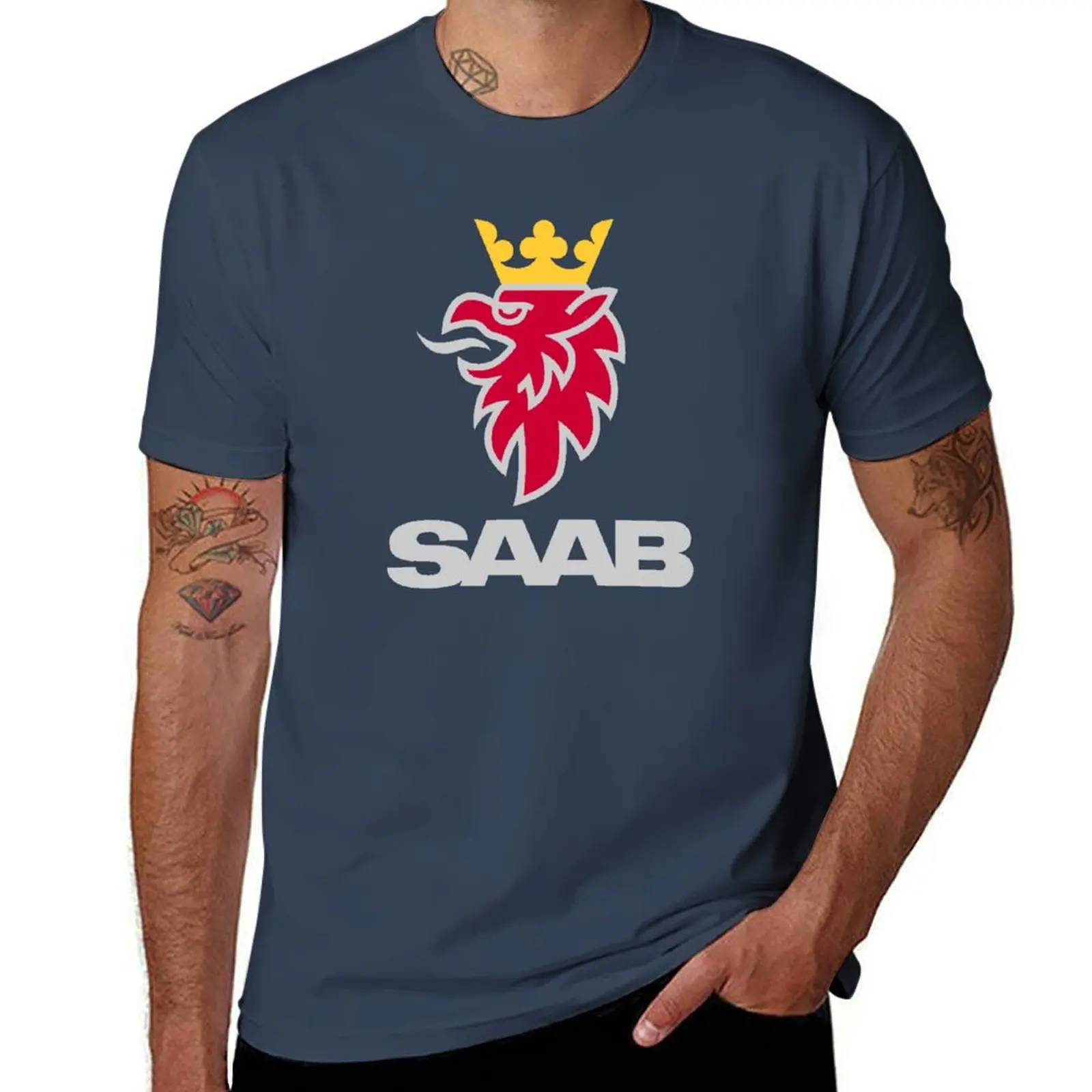 

Saab logo products T-Shirt hippie clothes topping heavyweights mens clothes