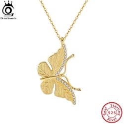 Orsa Jewels 925เงินสเตอร์ลิง14K สร้อยคอผีเสื้อสีทองจี้กระดูกไหปลาร้าของสัตว์สำหรับ SN342เครื่องประดับวันเกิดผู้หญิง