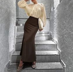 Autumn New Skirt Temperament Commuting High Waisted Fashionable Skirt Suit Long Skirt for Women Shipped Within 48 Hours