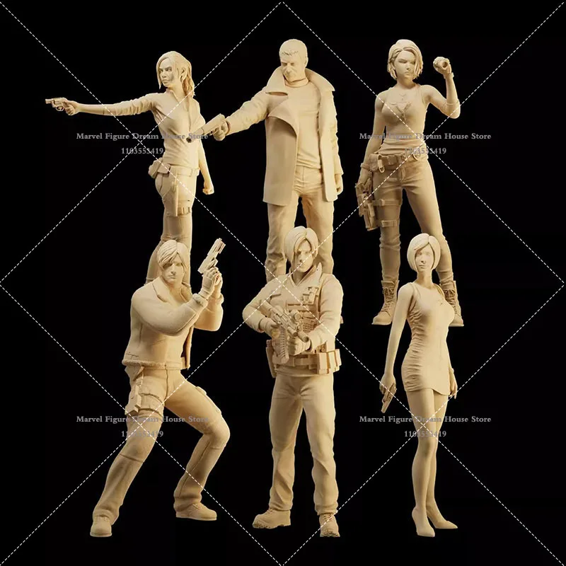 1/64 1/43 1/35 Scale Miniature Scene Doll White Model Un-panited Zombie Crisis Leon Ada Wong Chris Redfield Action Figure