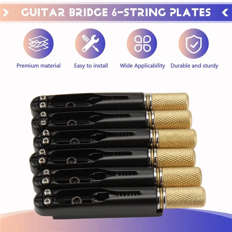 AA08-Brass Headless Guitar Bridge For 6 String Electric Guitar- Headless Guitar Parts