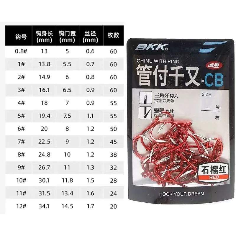 BKK الأخطبوط منقار الطعم أوفست الصيد السنانير مثلث الأسنان هوك معدات صيد الأسماك لصيد الأسماك البحرية Largemouth باس هوك #6