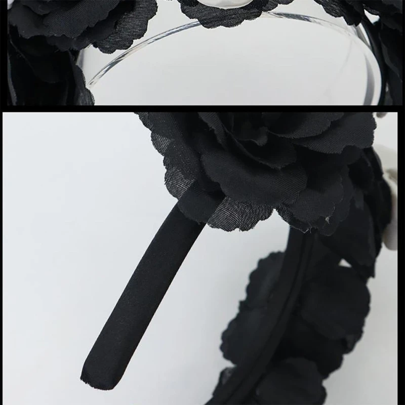 Friendly Plastic Skull Headband with Necklace Choker Simulated Flowers Costume Accessories For Halloween Party Headwear