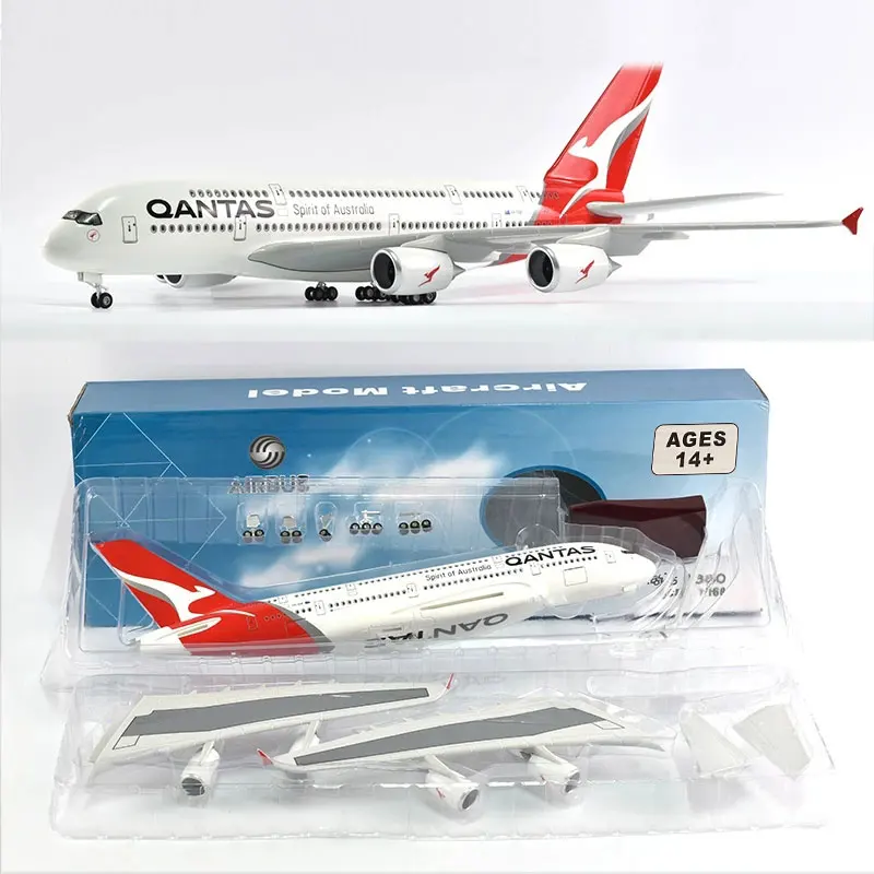 

1/160 Scale 46cm A380 Airbus Aircraft Qantas Airways Die-Cast Resin Aircraft Model with Wheels and Landing Gear Ornament & Gift