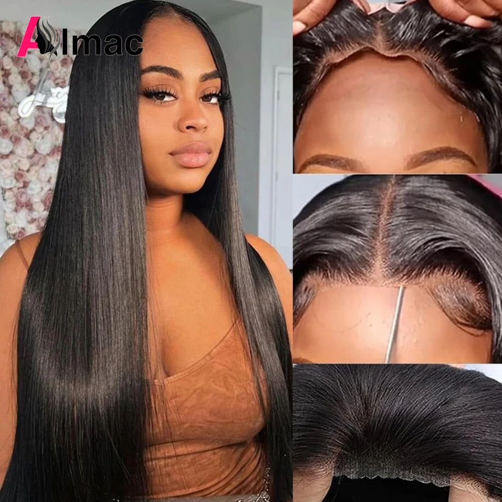 

4x6 Glueless HD Lace Frontal Straight Human Hair Wig 200% Density No Glue Pre-cut Put and Go Remy Human Hair Wigs