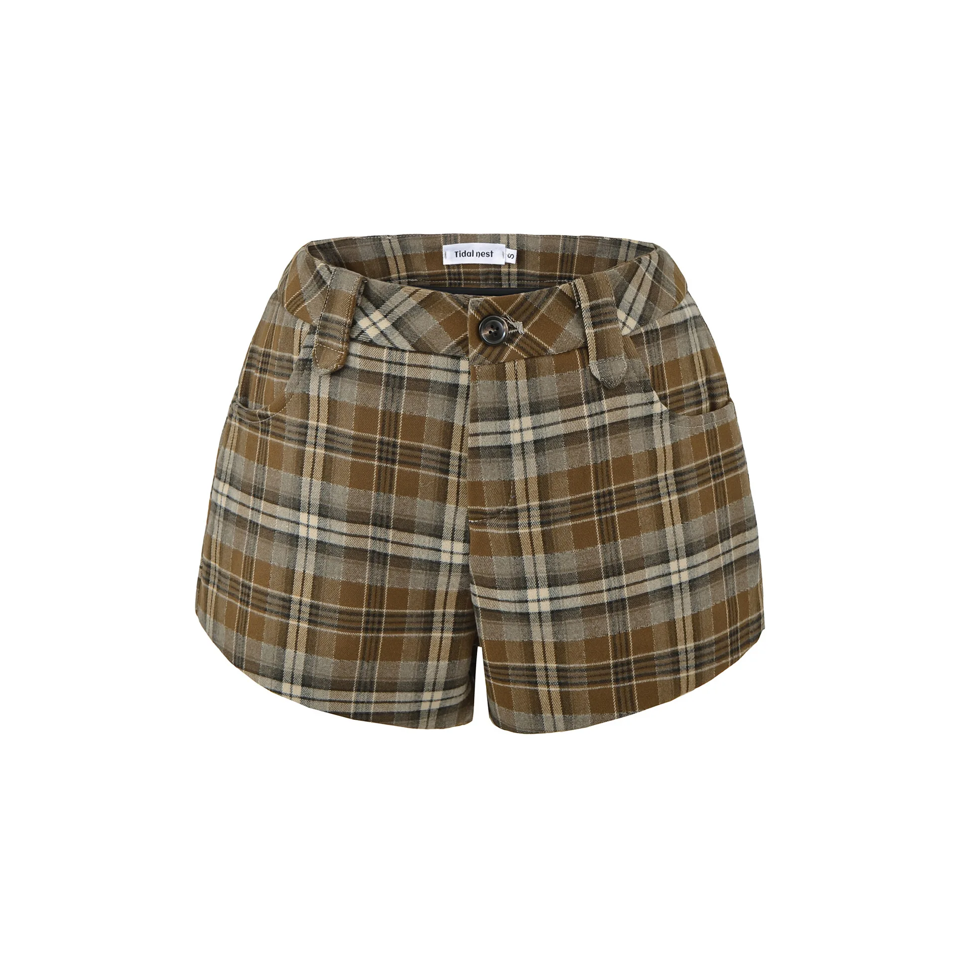 

Повседневные брюки в клетку в американском стиле для женщин, облегающие брюки 2026 года, новинка ранней весны, универсальные брюки-капри с низкой талией, 6QY4