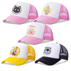 Sailor Moon Cap for Girls Cartoon Printed Summer Baseball Caps Casual Accessories Sunshade Peaked Hat Women Pink Breathable Hats