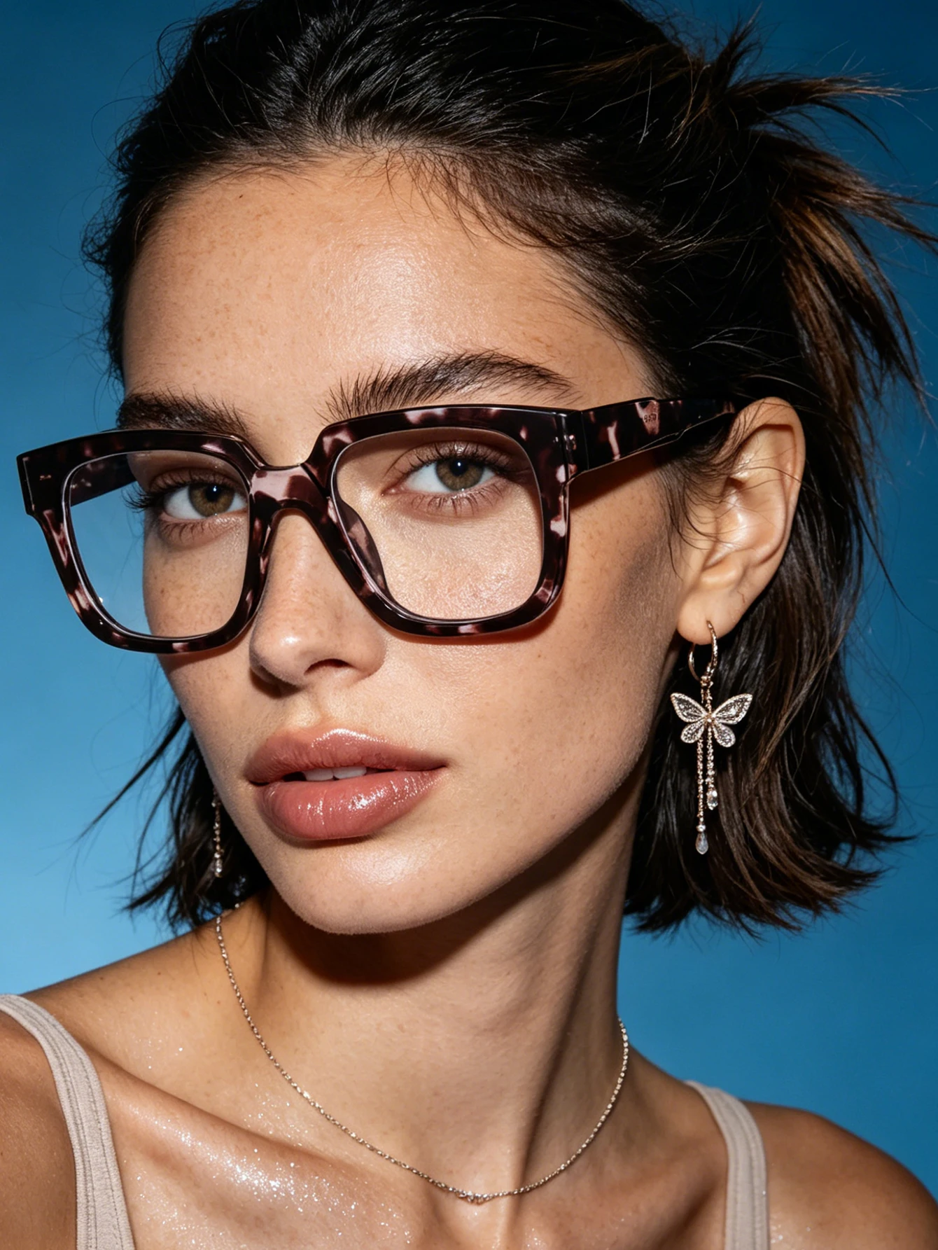 1pc Simple and Atmospheric Tortoiseshell Square Glasses Frame, Classic Texture Suitable for Unisex