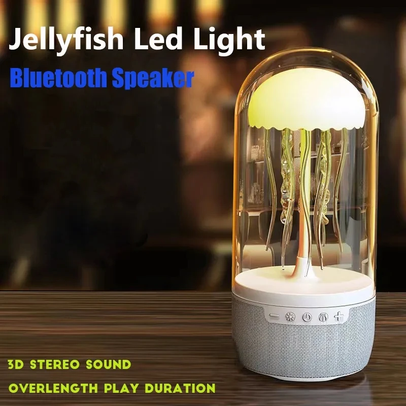 Intelligent portable wireless jellyfish Bluetooth speaker, colorful breathing light, octopus ornament, outdoor subwoofer stereo